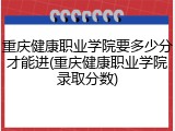 重庆健康职业学院要多少分才能进(重庆健康职业学院录取分数)