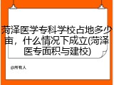 菏泽医学专科学校占地多少亩，什么情况下成立(菏泽医专面积与建校)