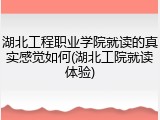 湖北工程职业学院就读的真实感觉如何(湖北工院就读体验)
