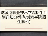 防城港职业技术学院招生计划详细分析(防城港学院招生解析)