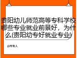 贵阳幼儿师范高等专科学校哪些专业就业前景好，为什么(贵阳幼专好就业专业)