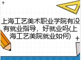 上海工艺美术职业学院有没有就业指导，好就业吗(上海工艺美院就业如何)