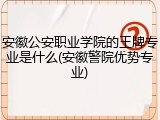 安徽公安职业学院的王牌专业是什么(安徽警院优势专业)