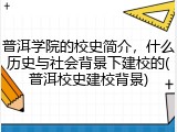 普洱学院的校史简介，什么历史与社会背景下建校的(普洱校史建校背景)