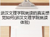 武汉文理学院就读的真实感觉如何(武汉文理学院就读体验)