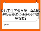 长沙卫生职业学院一年财政拨款大概多少钱(长沙卫院年拨款)