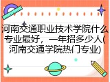 河南交通职业技术学院什么专业最好，一年招多少人(河南交通学院热门专业)