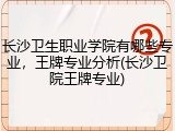 长沙卫生职业学院有哪些专业，王牌专业分析(长沙卫院王牌专业)