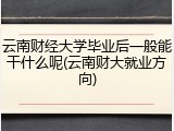 云南财经大学毕业后一般能干什么呢(云南财大就业方向)