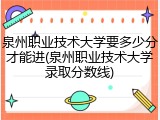泉州职业技术大学要多少分才能进(泉州职业技术大学录取分数线)