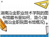 湖南冶金职业技术学院的图书馆藏书量如何，简介(湖南冶金职院图书馆概况)
