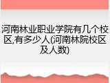 河南林业职业学院有几个校区,有多少人(河南林院校区及人数)