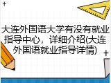 大连外国语大学有没有就业指导中心，详细介绍(大连外国语就业指导详情)