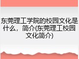 东莞理工学院的校园文化是什么，简介(东莞理工校园文化简介)