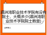 湄洲湾职业技术学院有没有院士，大概多少(湄洲湾职业技术学院院士数量)