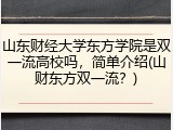 山东财经大学东方学院是双一流高校吗，简单介绍(山财东方双一流？)