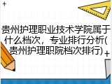 贵州护理职业技术学院属于什么档次，专业排行分析(贵州护理职院档次排行)