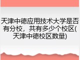 天津中德应用技术大学是否有分校，共有多少个校区(天津中德校区数量)