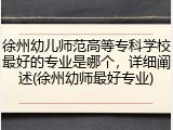 徐州幼儿师范高等专科学校最好的专业是哪个，详细阐述(徐州幼师最好专业)