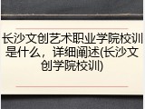 长沙文创艺术职业学院校训是什么，详细阐述(长沙文创学院校训)
