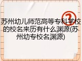 苏州幼儿师范高等专科学校的校名来历有什么渊源(苏州幼专校名渊源)