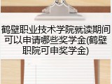 鹤壁职业技术学院就读期间可以申请哪些奖学金(鹤壁职院可申奖学金)