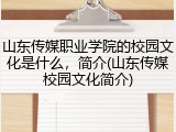 山东传媒职业学院的校园文化是什么，简介(山东传媒校园文化简介)