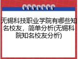 无锡科技职业学院有哪些知名校友，简单分析(无锡科院知名校友分析)