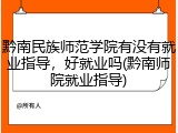 黔南民族师范学院有没有就业指导，好就业吗(黔南师院就业指导)
