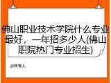 佛山职业技术学院什么专业最好，一年招多少人(佛山职院热门专业招生)