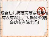 烟台幼儿师范高等专科学校有没有院士，大概多少(烟台幼专有院士吗)