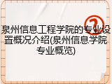 泉州信息工程学院的专业设置概况介绍(泉州信息学院专业概览)