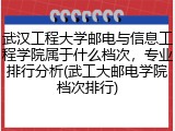 武汉工程大学邮电与信息工程学院属于什么档次，专业排行分析(武工大邮电学院档次排行)