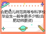 合肥幼儿师范高等专科学校毕业生一般年薪多少钱(合肥幼师薪资)