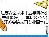 江苏安全技术职业学院什么专业最好，一年招多少人(江苏安院热门专业招生)