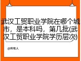 武汉工贸职业学院在哪个城市，是本科吗，第几批(武汉工贸职业学院学历层次)