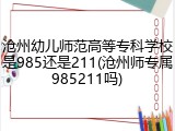 沧州幼儿师范高等专科学校是985还是211(沧州师专属985211吗)