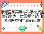 漯河医学高等专科学校招生编码多少，隶属哪个部门(漯河医专招生编码归属)