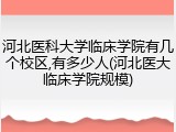 河北医科大学临床学院有几个校区,有多少人(河北医大临床学院规模)