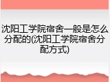 沈阳工学院宿舍一般是怎么分配的(沈阳工学院宿舍分配方式)