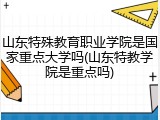 山东特殊教育职业学院是国家重点大学吗(山东特教学院是重点吗)