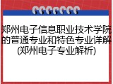 郑州电子信息职业技术学院的普通专业和特色专业详解(郑州电子专业解析)