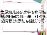太原幼儿师范高等专科学校建校时间是哪一年，什么历史背景(太原幼专建校时间)