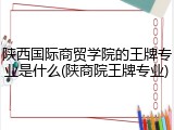 陕西国际商贸学院的王牌专业是什么(陕商院王牌专业)