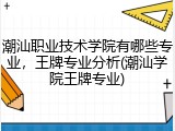 潮汕职业技术学院有哪些专业，王牌专业分析(潮汕学院王牌专业)
