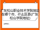 广东松山职业技术学院地址在哪个市，什么区县(广东松山学院地址)