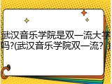 武汉音乐学院是双一流大学吗?(武汉音乐学院双一流？)