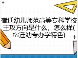 宿迁幼儿师范高等专科学校主攻方向是什么，怎么样(宿迁幼专办学特色)
