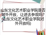 山东文化艺术职业学院是否对外开放，让进去参观吗？(山东文化艺术职业学院对外开放吗)