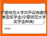 宁夏师范大学共开设有哪些类型奖学金(宁夏师范大学奖学金种类)